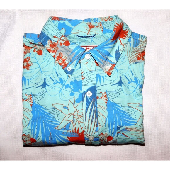 Huk Kona Radical Botanical Men Short Sleeve Button Down Fishing Shirt Size Large - Picture 4 of 5